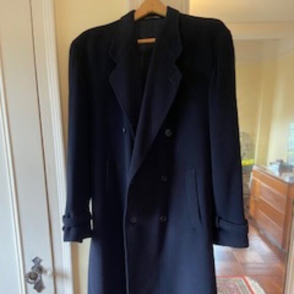 Mani coat by Armani, made in Italy, cut full, double breasted, dark navy, almost - Picture 1 of 6